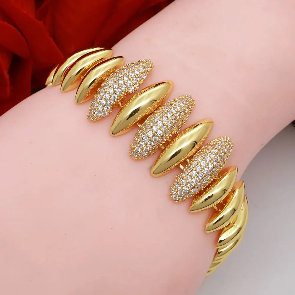 Dubai Vintage Jewelry Sets For Women Luxury Design Shiny Zircon Gold Plated Necklace Earring Bangle Wedding Party Accessories    Home Decor Supply | Online Retail | ShoreShopper.com