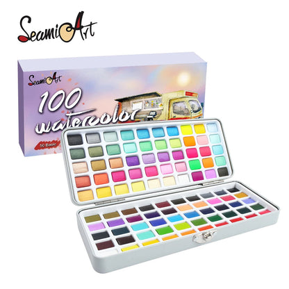 Seamiart 50/72/90/100 Color Solid Watercolor Paint Set Basic Neone Glitter Watercolor Pigments for Drawing Art Paint Supplies    Home Decor Supply | Online Retail | ShoreShopper.com
