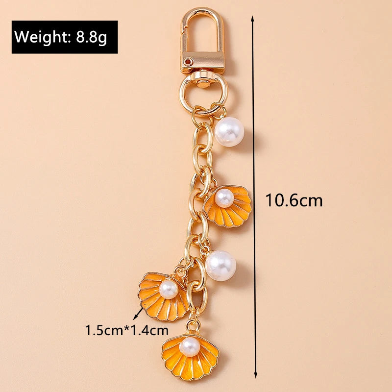 Fashion Summer Beach Shell Pearl Starfish Keychain for Women Men Car Key Handbag Purse Hanging Key Chains DIY Accessories    Your Coastal Marketplace | Shoreshopper.com