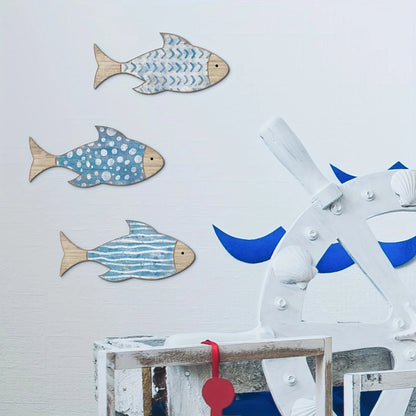 2D Wooden Fish Nautical Walls Beach Art Walls Hang Decorated Marine Themed Retro blue Fish Family Bathroom Pendants Gifts    Your Coastal Marketplace | Shoreshopper.com