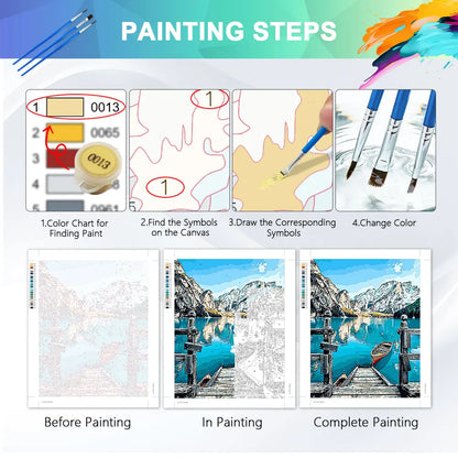 HUACAN Coloring By Numbers Mountain Landscape HandPainted Kits Home Decor Sea Painting Drawing Pictures By Numbers Diy Gift Art - ShoreCo.Shop