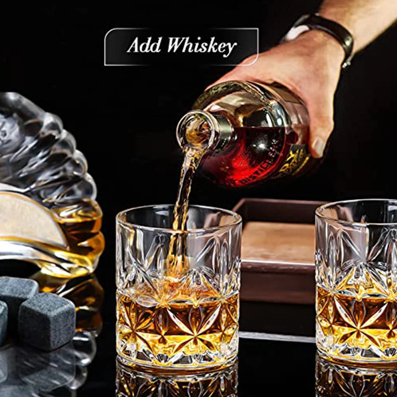 Father'S Day Gift For Men Whiskey Stones Set 8 Pcs Granite Ice Cubes+ 2 Pcs Cups For Whisky In Wooden Bottle Box Present For Dad    Your Coastal Marketplace | Shoreshopper.com