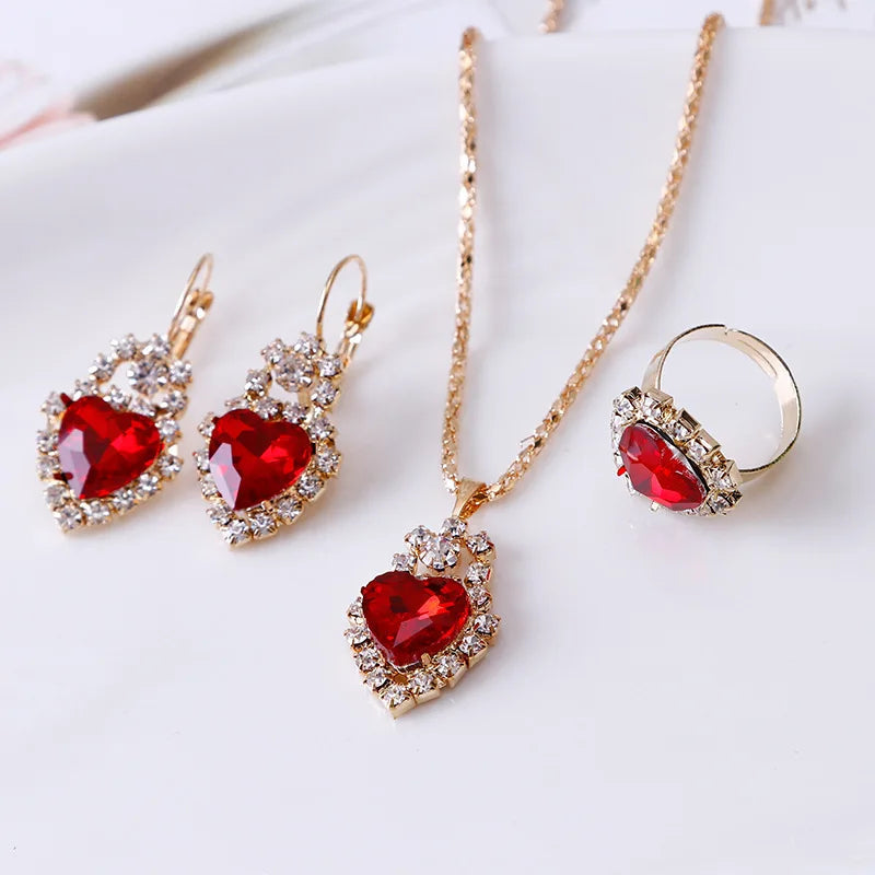 Jewelry Sets Women Wedding Jewelry Set for Brides Gold-Color Zirconia Earring Pendant Necklace Ring Sets    Home Decor Supply | Online Retail | ShoreShopper.com