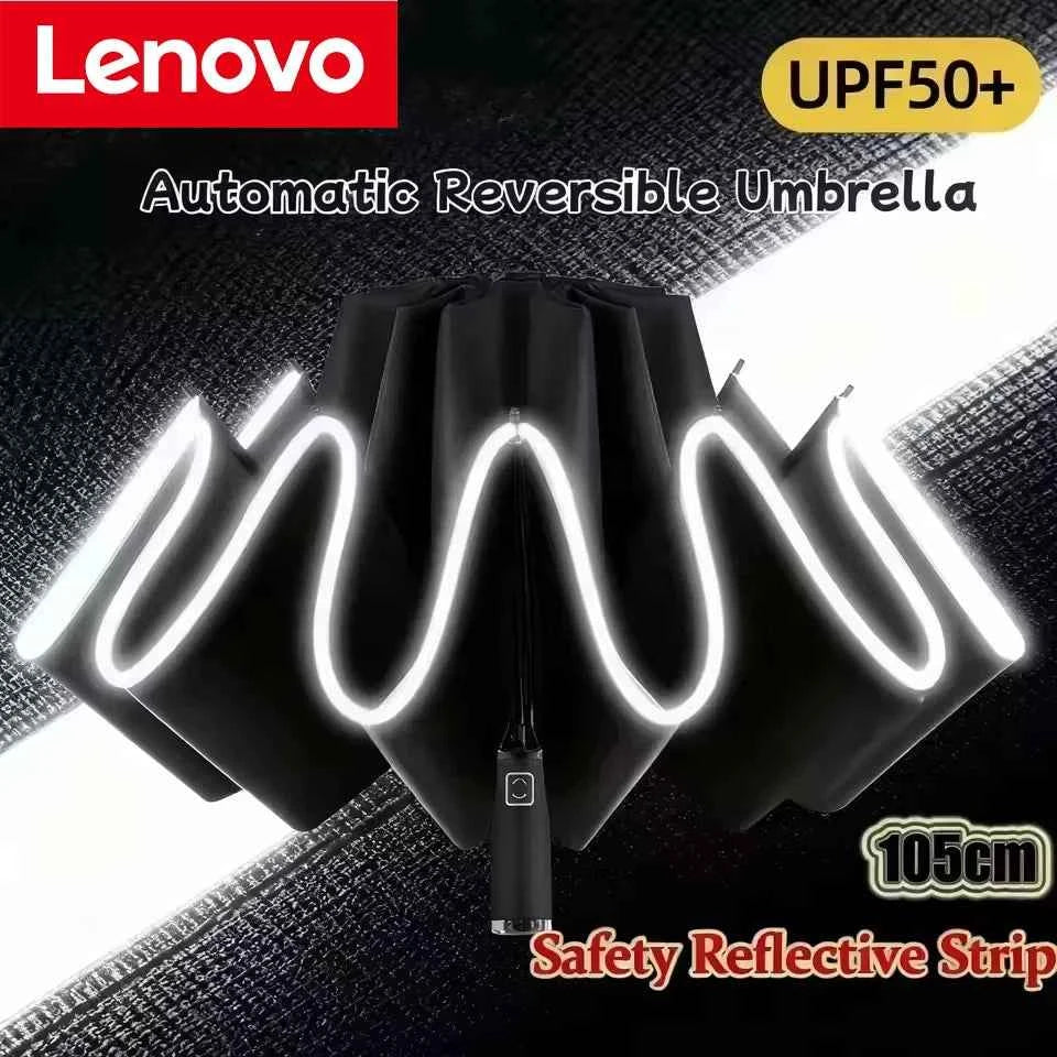 Lenovo Umbrella Windproof Strong With Reflective Stripe Reverse Automatic Fold Umbrella UV Umbrella Insulation Portable Parasol