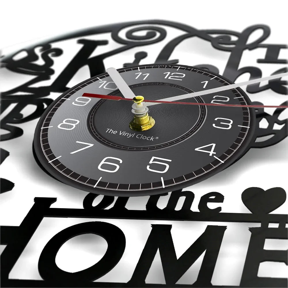 The Kitchen The Heart Of The Home Inspired Vinyl Record Clock Modern Design Vinyl Wall Watch Kitchen Decor Noiseless Timepieces    Home Decor Supply | Online Retail | ShoreShopper.com