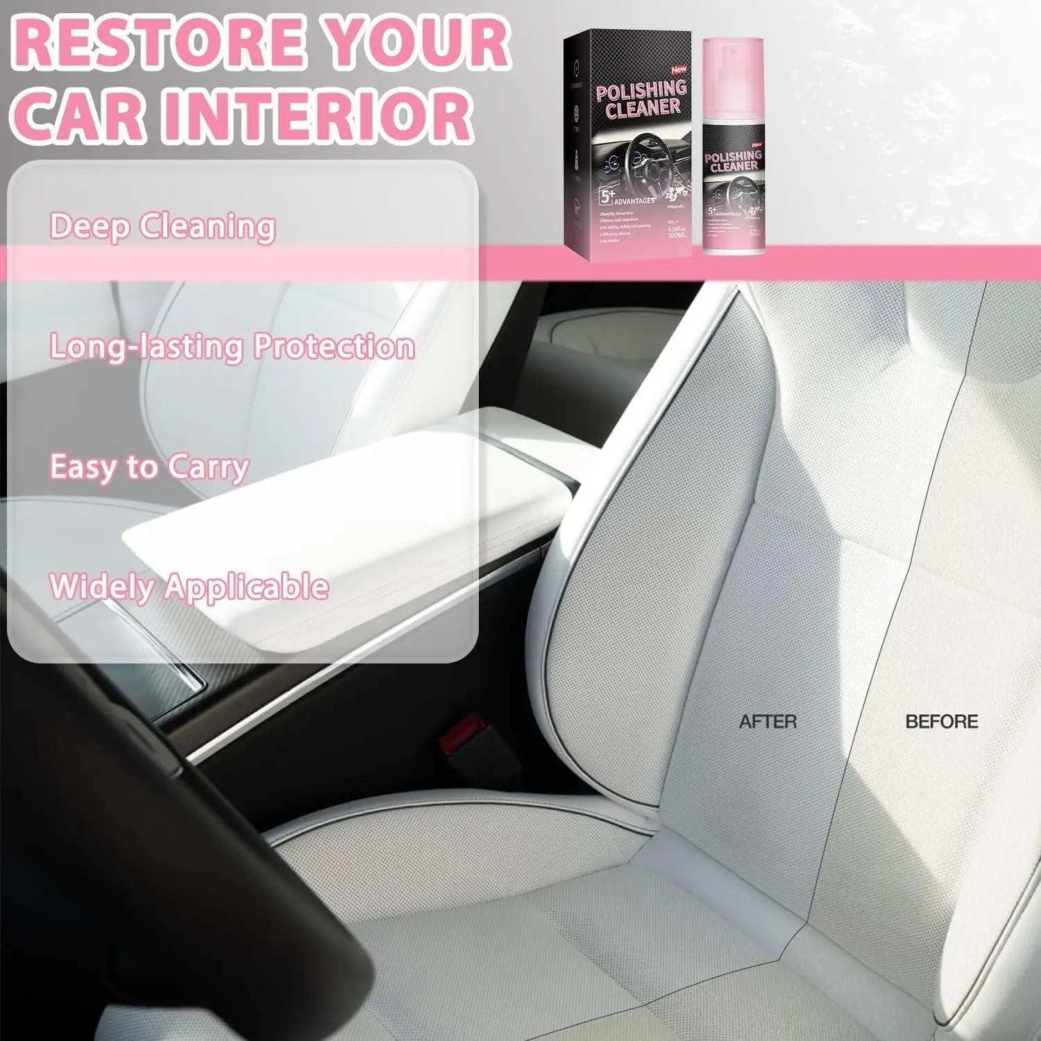 Car Interior Cleaner, Vehicle Interior Polish, 100ml Car Interior Cleaner, Interior Detailer Spray, Total Car Interior Cleaner    Home Decor Supply | Online Retail | ShoreShopper.com