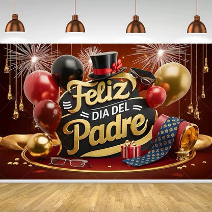 Spanish Feliz Dia Papa Backdrop Father's Day Photo Background Balloon Mustache Tie Banner Dad Party Decoration  Booth Props    Your Coastal Marketplace | Shoreshopper.com