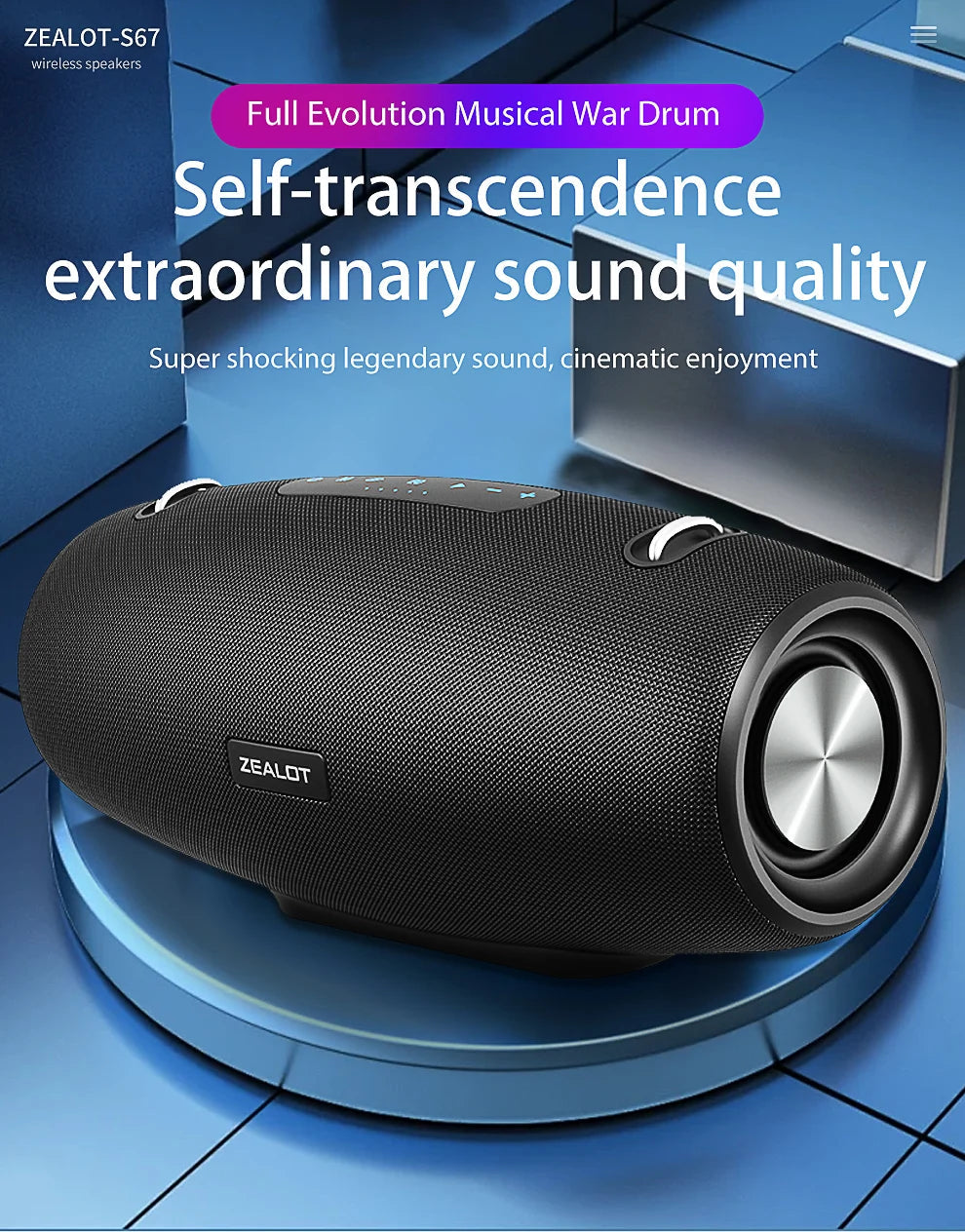 Zealot S67 Wireless Speaker WithShoulder Strap,Outdoor,Waterproof,Portable Speaker with Loud Stero and Booming Bass,40H Playtime    Home Decor Supply | Online Retail | ShoreShopper.com