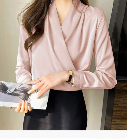 Women's Shirt, New 2026 Spring & Autumn Style, Cross V-Neck Long Sleeve Versatile Top    Your Coastal Marketplace | Shoreshopper.com