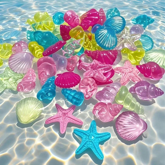 10Pcs/20Pcs/100pcs Durable ABS Plastic Ocean Gemstone Set - Colorful Shells & Crystal for Aquariums Pool Parties Summer Decor    Your Coastal Marketplace | Shoreshopper.com