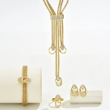 2025 Fashion Jewelry Set Luxury Alloy Long Tassel Necklace Bracelet Earrings Rings Elegant Women Banquet Wedding Accessories    Home Decor Supply | Online Retail | ShoreShopper.com