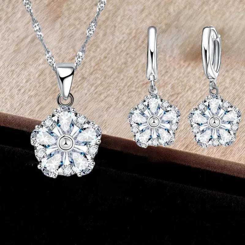 Fashion Elegant Jewelry Set For Women Wedding Accessory Cubic Zircon Crystal 925 Sterling Silver Jewellery Set For Lady    Home Decor Supply | Online Retail | ShoreShopper.com