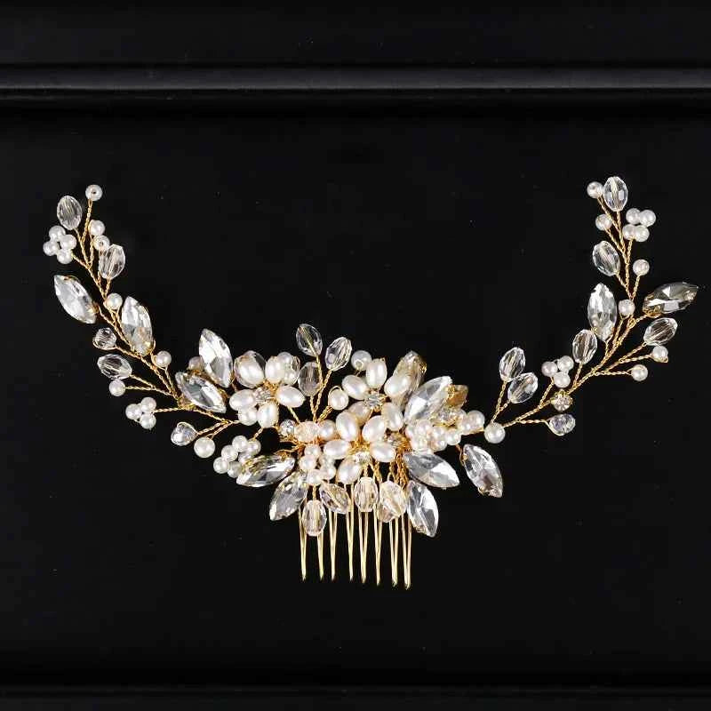 Headwear: Popular in Europe and America - Pearl Hair Comb for Wedding Gowns and Formal Attire - Decorative Diamond Hair Bun - Fa