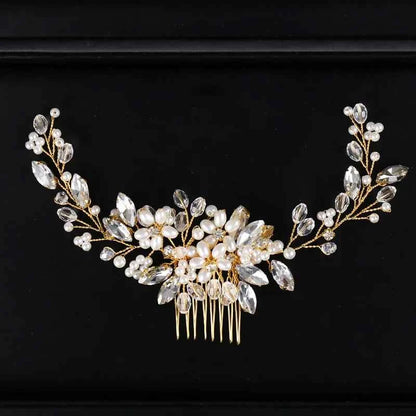 Headwear: Popular in Europe and America - Pearl Hair Comb for Wedding Gowns and Formal Attire - Decorative Diamond Hair Bun - Fa