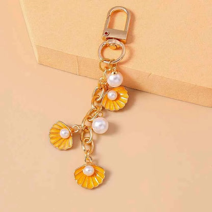Fashion Summer Beach Shell Pearl Starfish Keychain for Women Men Car Key Handbag Purse Hanging Key Chains DIY Accessories