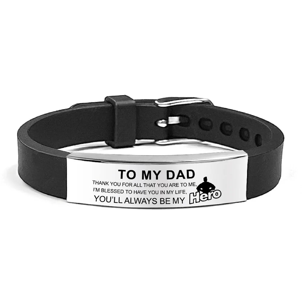 Father's Day Gifts Inspirational Quote Bracelets Wristband Stainless Steel Family Bracelets Adjustable Bracelet for Father    Your Coastal Marketplace | Shoreshopper.com