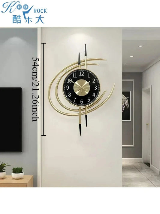 54cm Storm Eye Modern Wall Clock, Large Black Dial Metal Silent Analog Clock, Gold Luxury Decorative for Living Room Bedroom    Home Decor Supply | Online Retail | ShoreShopper.com