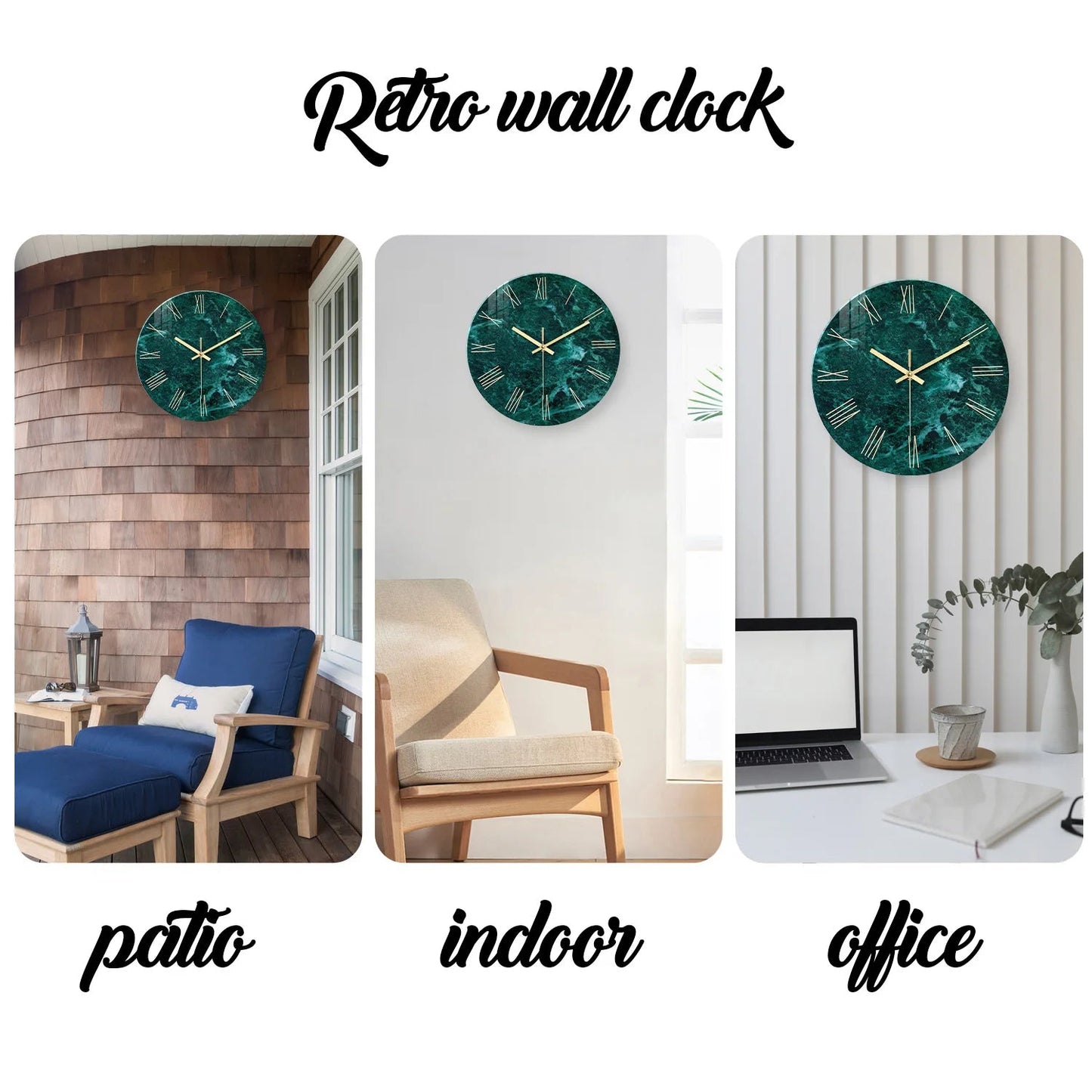 Creative Stylish Dark Green Marble Texture Pattern Tempered Glass Wall Clock Living Room Bedroom Kitchen Home Decoration Wall Clock Silent Quartz Clock Holiday Gift 12 Inches 14 Inches 16inch (Without Batteries)    Home Decor Supply | Online Retail | ShoreShopper.com