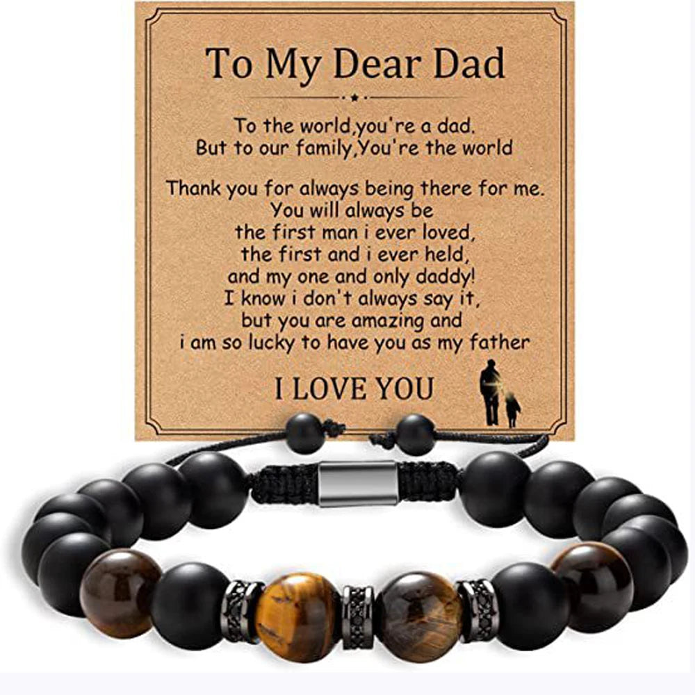 Fathers Day Dad Gifts from Daughter Son Bracelets Birthday Gifts for Men Dad Mens Bracelet Natural Stone for Him Husband    Your Coastal Marketplace | Shoreshopper.com