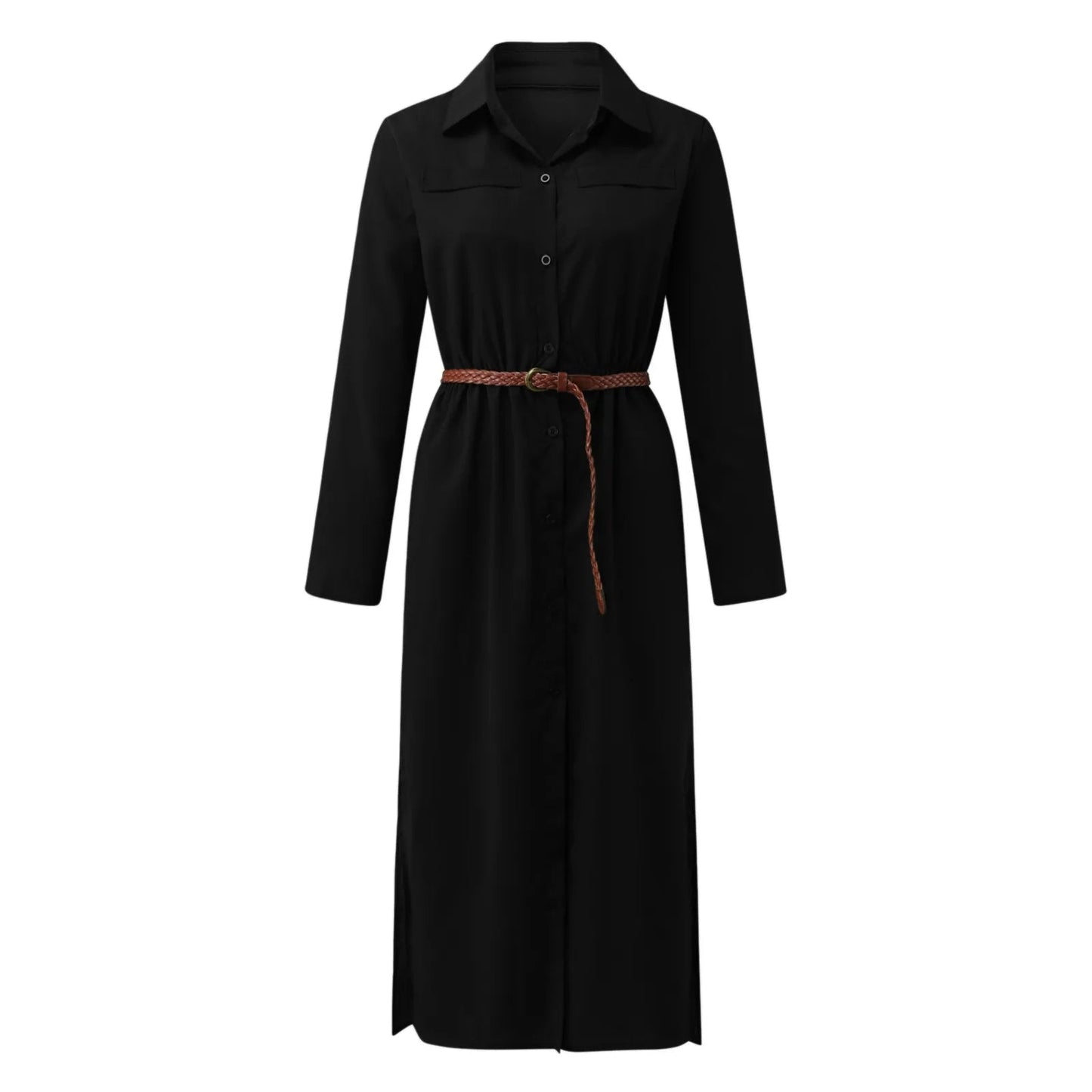 Womens Lace Up Tunic Dresses Summer Streetwear Long Sleeve Shirt Dresses With Belt casual Solid Color Linen Maxi Dress for women    Home Decor Supply | Online Retail | ShoreShopper.com