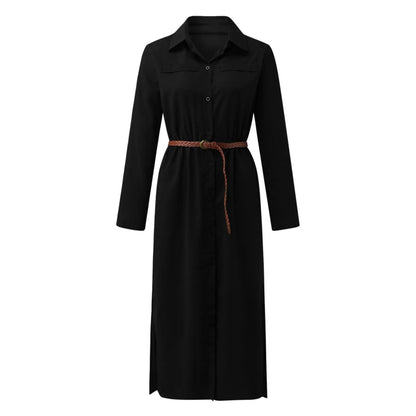 Womens Lace Up Tunic Dresses Summer Streetwear Long Sleeve Shirt Dresses With Belt casual Solid Color Linen Maxi Dress for women    Home Decor Supply | Online Retail | ShoreShopper.com