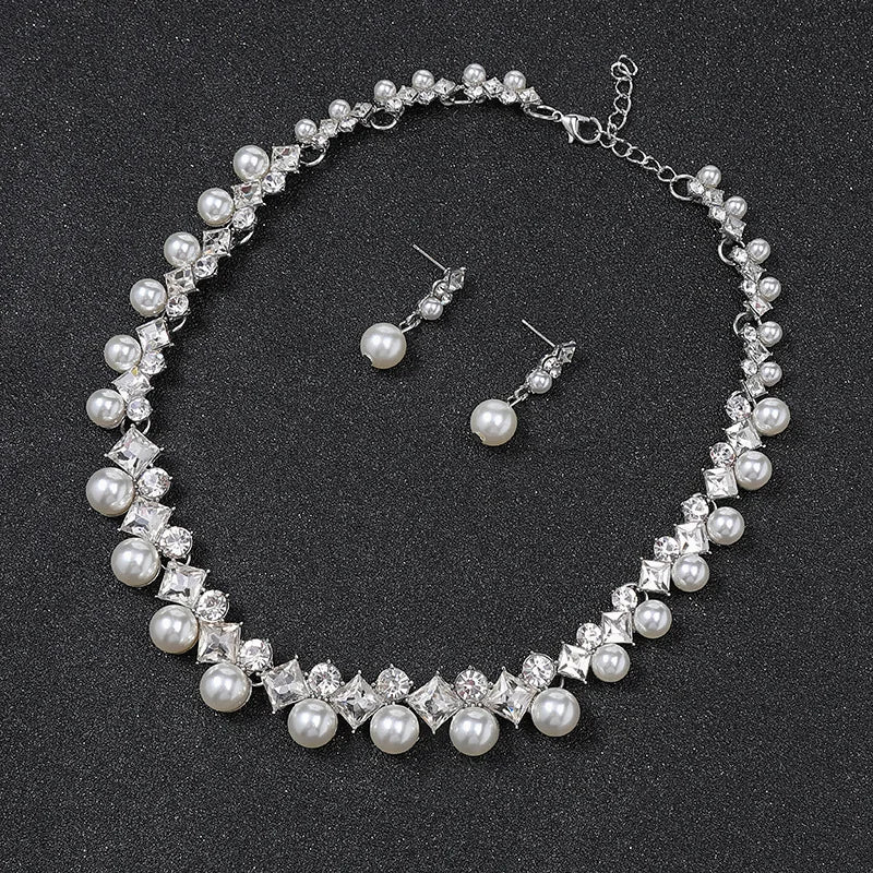 New pearl gemstone jewellery woman necklace set for women jewelry sets light luxury Women's earrings lock bone chain alloy    Home Decor Supply | Online Retail | ShoreShopper.com