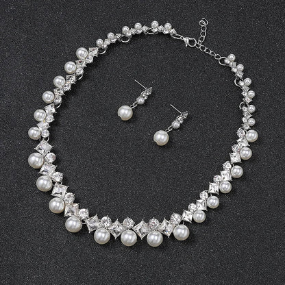 New pearl gemstone jewellery woman necklace set for women jewelry sets light luxury Women's earrings lock bone chain alloy    Home Decor Supply | Online Retail | ShoreShopper.com