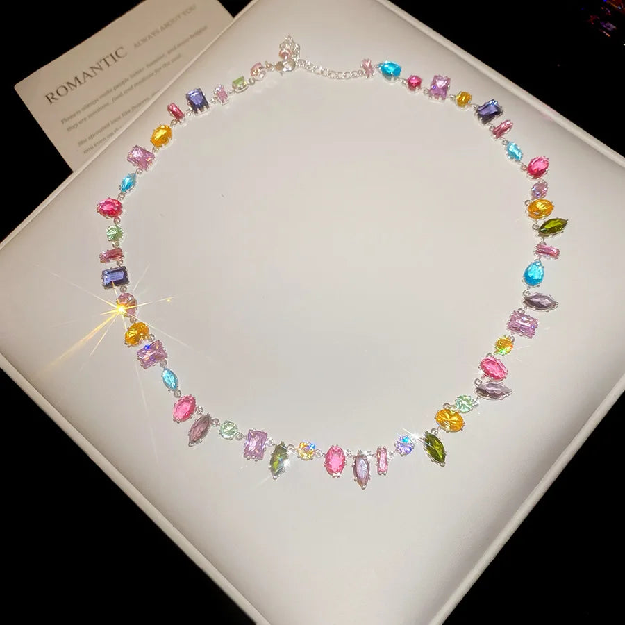 Brand 18K Gold Plated New Luxury Colourful Crystal Zircon Necklace For Women Fashion Party Jewelry Accessories Ladies Jewellery    Home Decor Supply | Online Retail | ShoreShopper.com