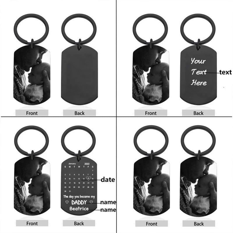 Father's Day Custom Photo Keychain Commemorative The Day You Became My Daddy Stainless Steel Keyring Personalized Gift For Daddy    Your Coastal Marketplace | Shoreshopper.com