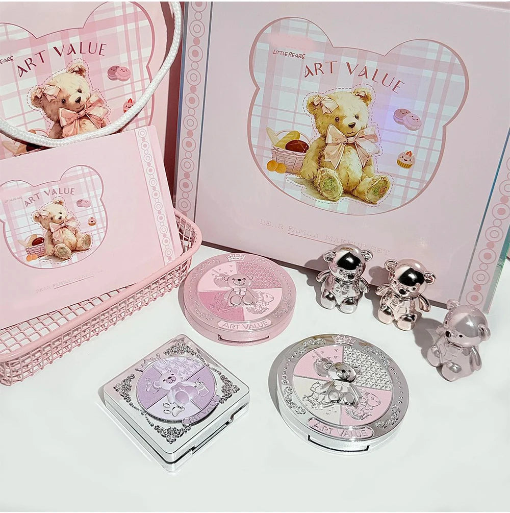 ART VALUE 7PC Makeup Sets Include 3 Colors Matte Lip Mud,1 Pressed Powder,1 Blush,1 Eyes Palette,1 Necklace Beauty Makeup Sets - ShoreCo.Shop