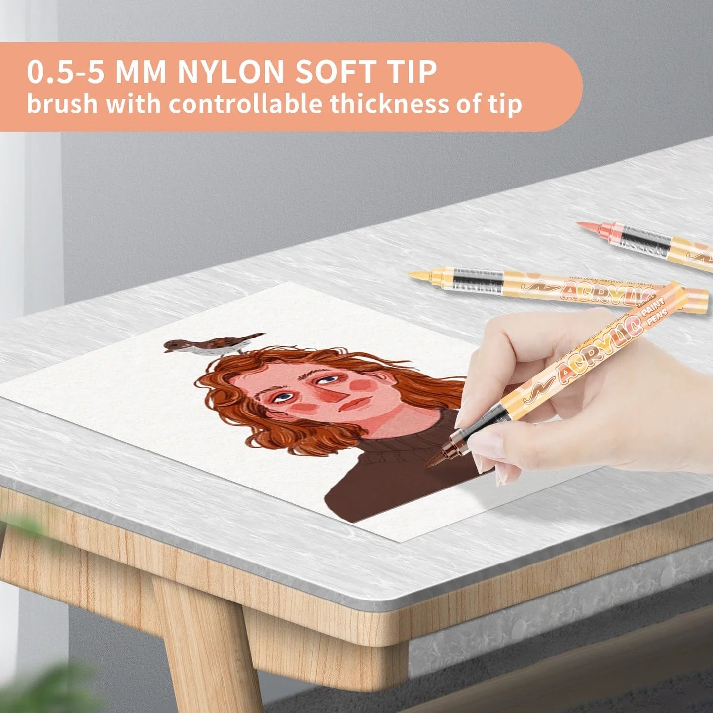Skin Tones Art Markers,Soft Brush Tip Acrylic Paint Pens,Quick-Drying Waterproof for Sketching,Wood,Glass,Fabric,Rocks Painting    Home Decor Supply | Online Retail | ShoreShopper.com