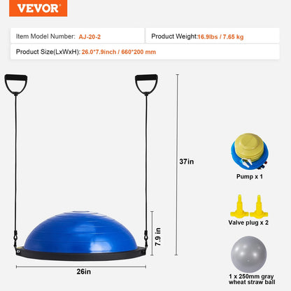 SucceBuy 23/26 inch Half Exercise Ball Trainer Balance Ball Trainer 660lbs Capacity Stability Ball Yoga Ball w/ Resistance Bands    Home Decor Supply | Online Retail | ShoreShopper.com