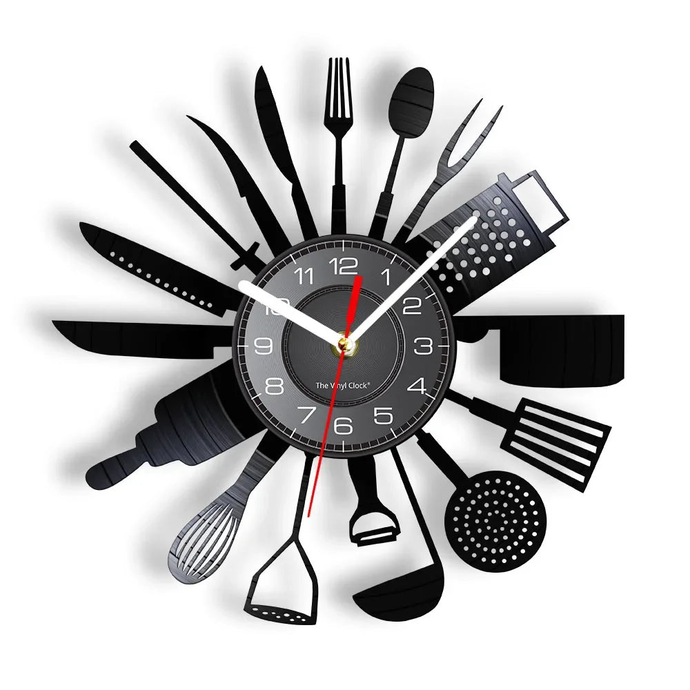 The Kitchen The Heart Of The Home Inspired Vinyl Record Clock Modern Design Vinyl Wall Watch Kitchen Decor Noiseless Timepieces    Home Decor Supply | Online Retail | ShoreShopper.com