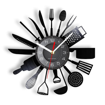 The Kitchen The Heart Of The Home Inspired Vinyl Record Clock Modern Design Vinyl Wall Watch Kitchen Decor Noiseless Timepieces    Home Decor Supply | Online Retail | ShoreShopper.com