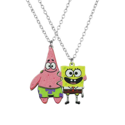 Fashion Best Friends Love Couple Pendant Necklace Cartoon Square--Pants Necklace Good Friends Friendship Jewelry Gift