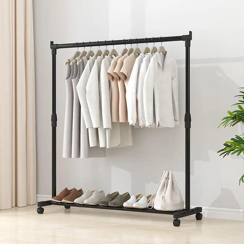 Clothes Rack With Wheels Metal Telescopic Adjustable Laundry Shop Living Room Bedroom Garment Rack Heavy-duty Standing Hanger    Home Decor Supply | Online Retail | ShoreShopper.com
