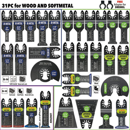 Oscillating Saw Blades Kit，Multitool Blades - Compatible with Milwaukee Dewalt  Worx Skil AEG Ryobi - ShoreCo.Shop