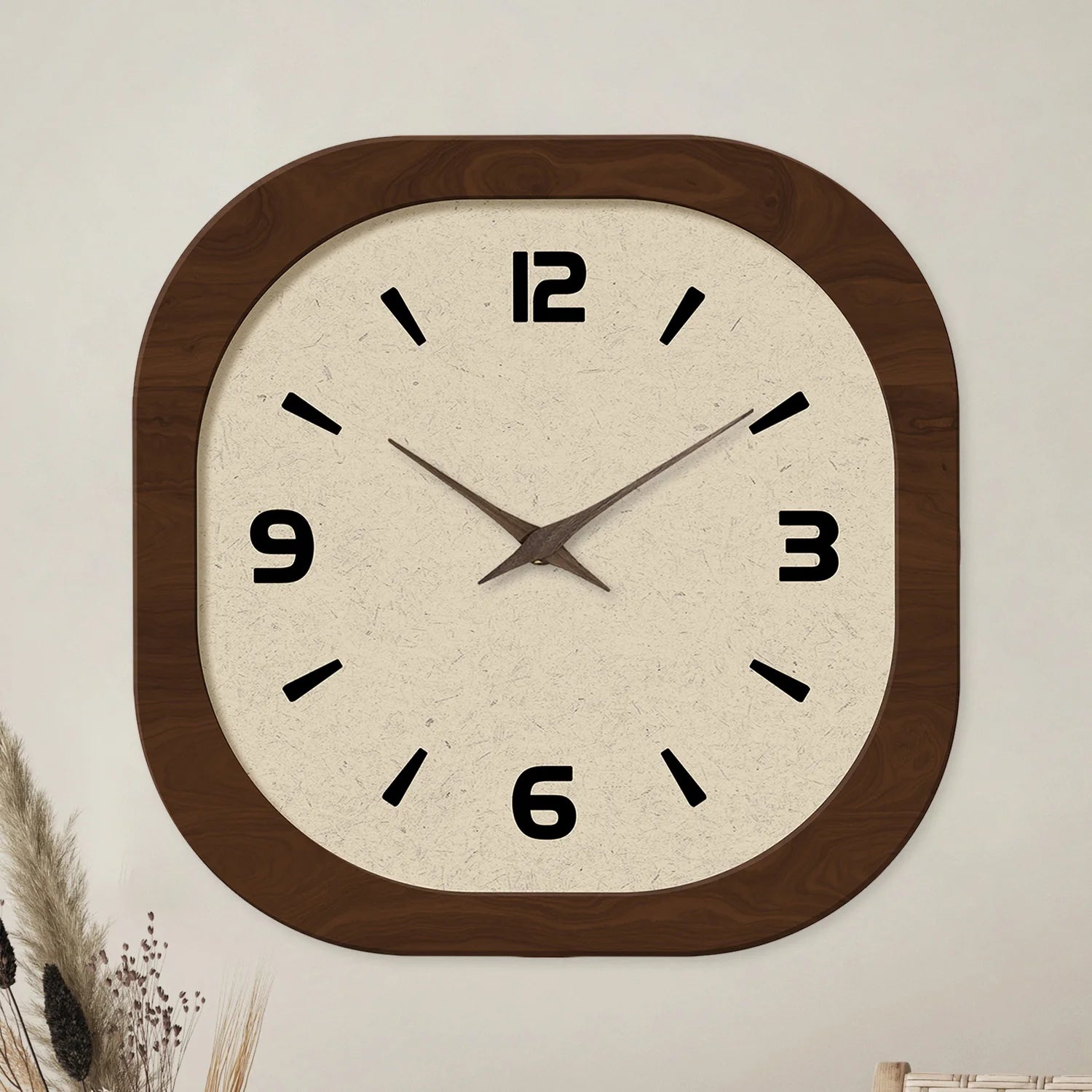 French-Style Retro Cream Crystal Porcelain Square-Shaped Simple Pattern Wooden Wall Clock for Living Room, Bedroom, Kitchen, Home Decoration, Silent Quartz Clock, Holiday Gift, 12 Inches, 14 Inches 16inch (Battery Not Include    Home Decor Supply | Online Retail | ShoreShopper.com