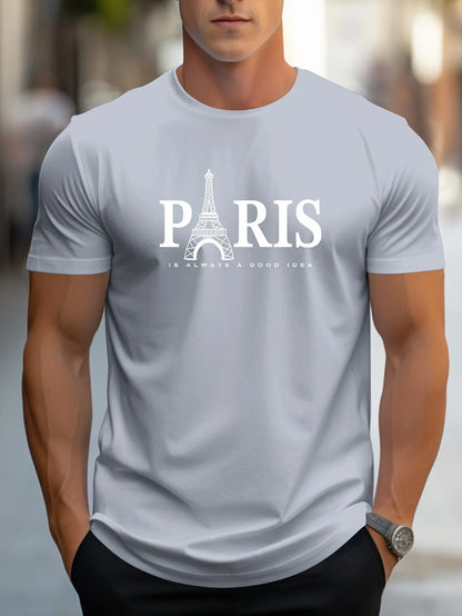 Summer Men's T Shirt Short Sleeve Paris Pattern Print Casual O-Neck Oversized Pullover Fashion Streetwear Male Clothing T-Shirts    Home Decor Supply | Online Retail | ShoreShopper.com
