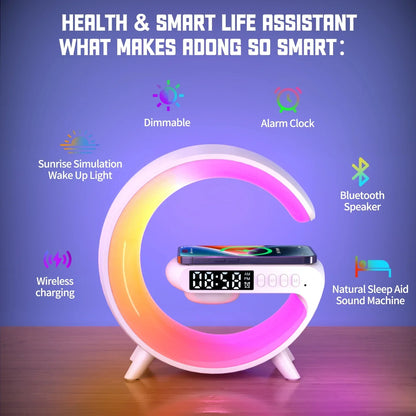 Multifunction RGB Light Bluetooth Speaker Alarm Clock 15W Wireless Charger Stand Pad For iPhone Samsung Fast Charging Station - ShoreCo.Shop