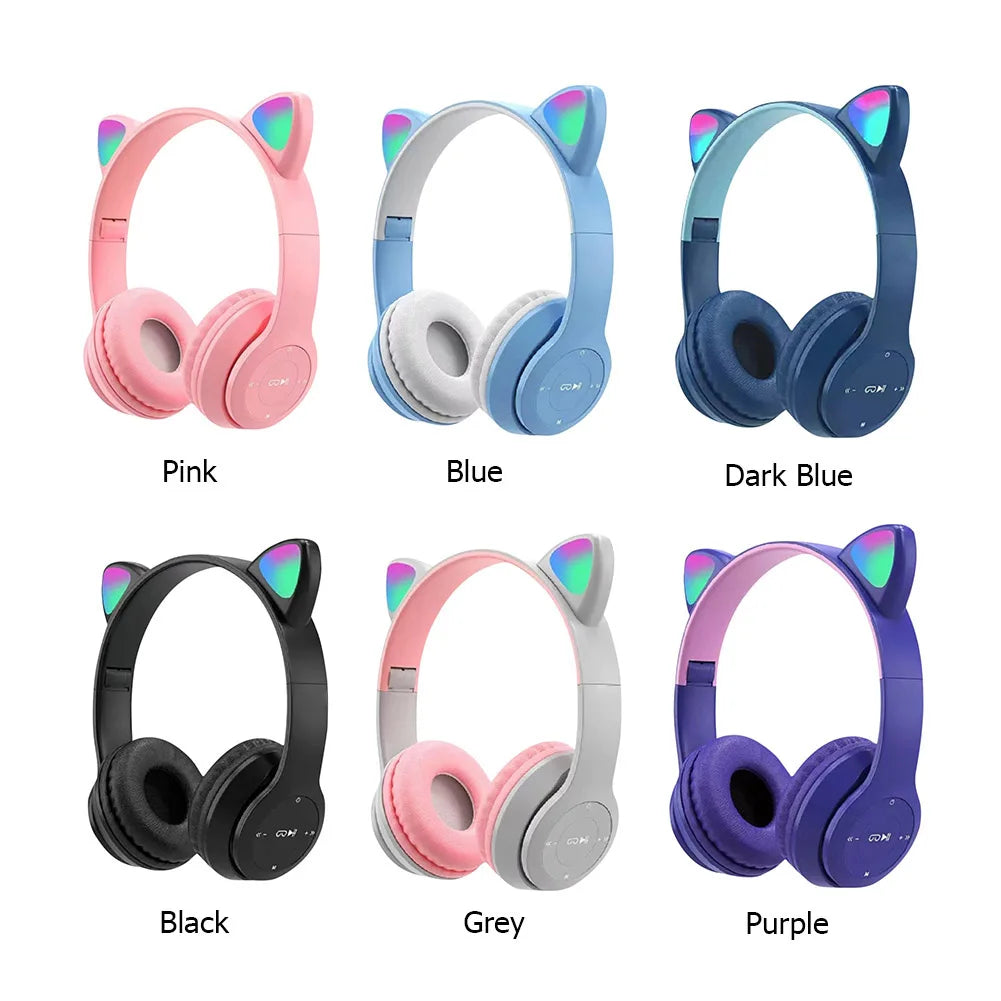 Wireless Headphones Cat Ear Gaming Headset Glow Light Bluetooth-Compatible Helmets Cute Over-Ear Headsets for Kids and Adult    Home Decor Supply | Online Retail | ShoreShopper.com