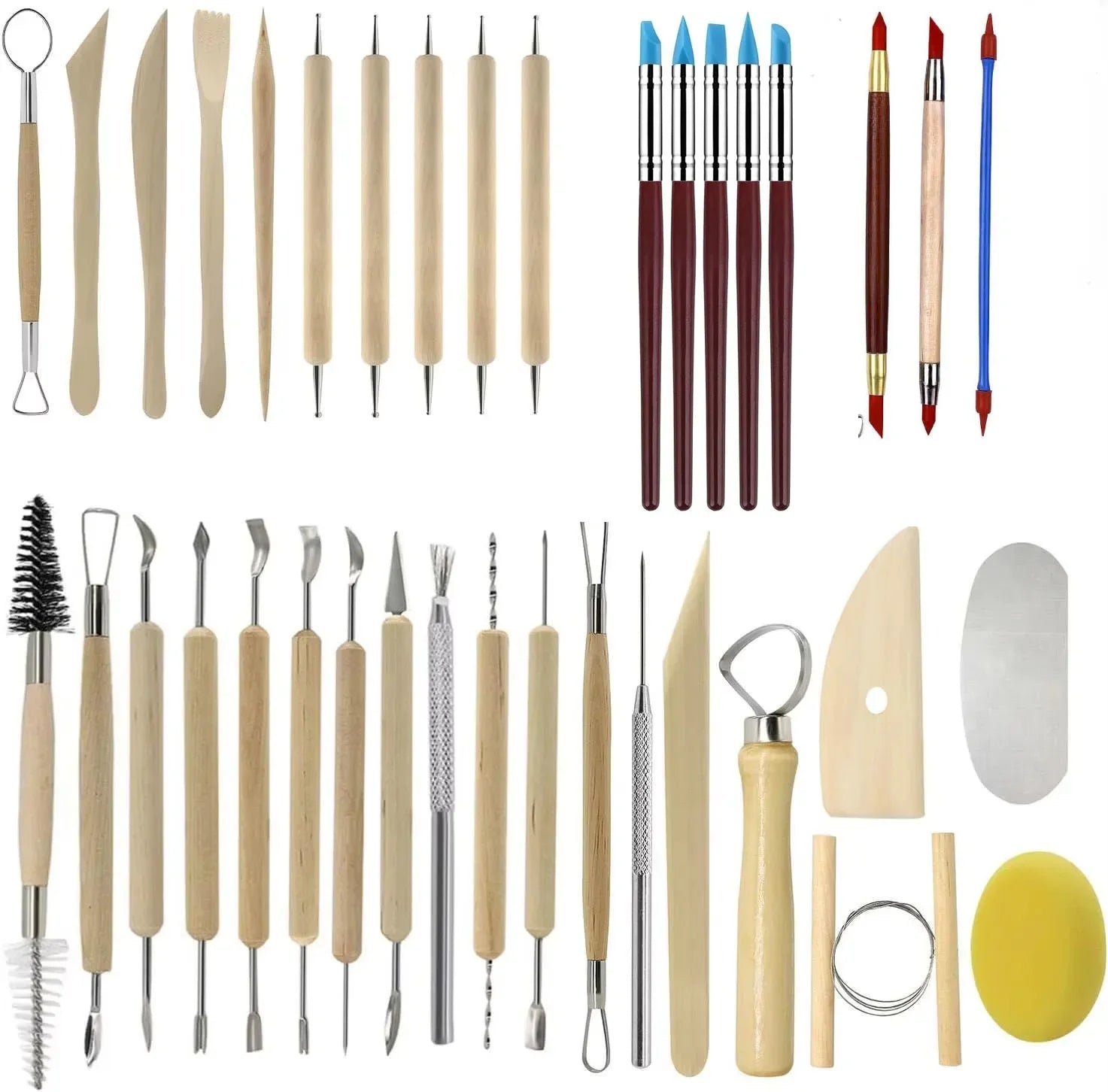 Art Supplies Ceramic Sculpting Tools Wooden Handles Ceramic Clay Pottery Tool Beginner DIY Crafts Wood and Steel Home School Use    Home Decor Supply | Online Retail | ShoreShopper.com