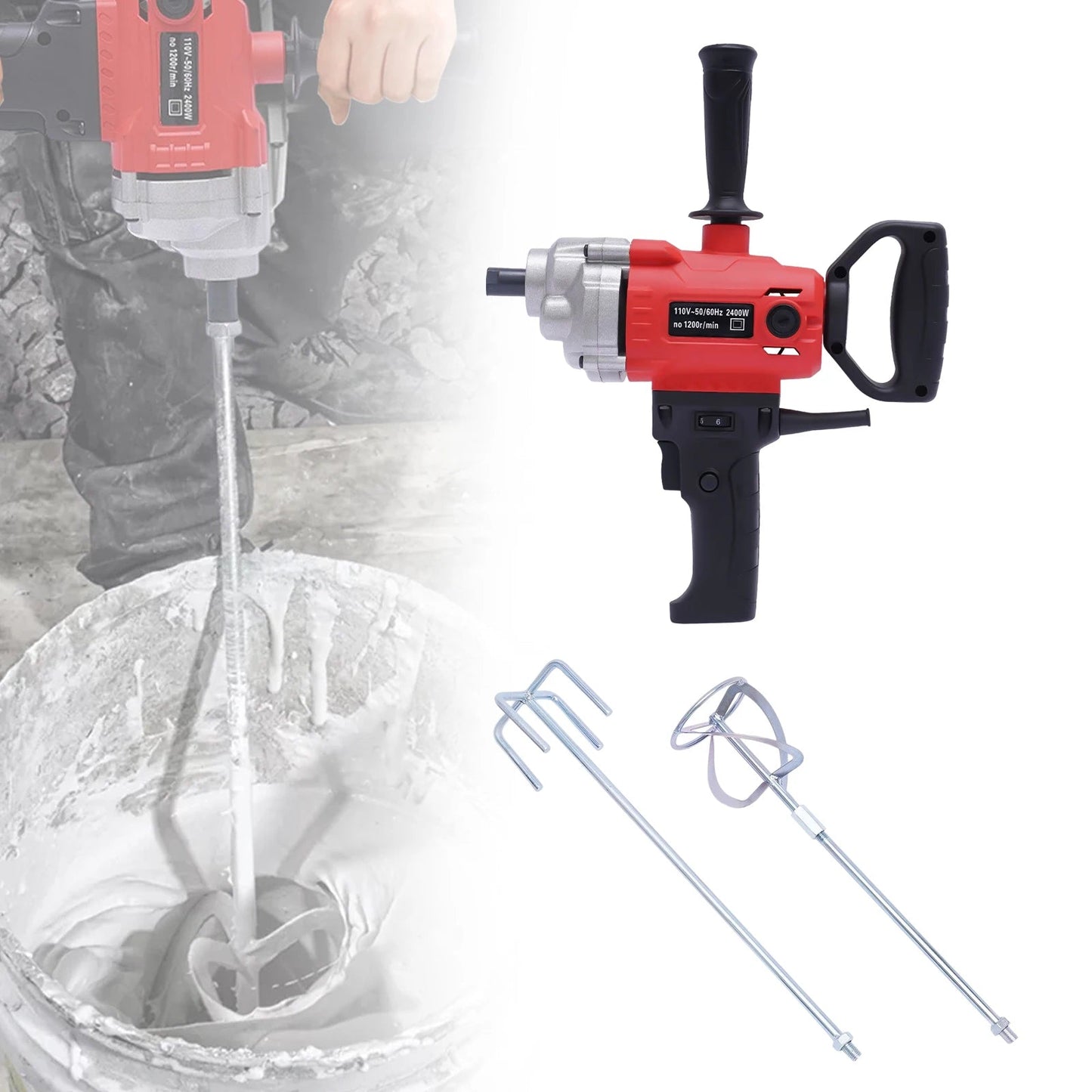 Drill Mixer Set with Spade Handle Electric Corded Mixing Drill Machine 2400W Motor Concrete Mud Mixer    Home Decor Supply | Online Retail | ShoreShopper.com