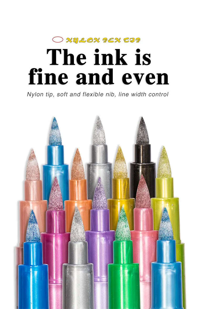 12 Colors Brush Metallic Paint Markers Pens for Rock Painting Stone Ceramic Wood Fabric Pebbles Scrapbook Journals Photo Albums    Home Decor Supply | Online Retail | ShoreShopper.com