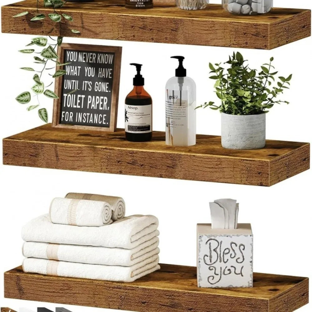 Solid Wood Solid Wooden Floating Shelves Wall Mounted Storage Rack Wall Mounted Bookshelf Floating Design Book Shelf    Home Decor Supply | Online Retail | ShoreShopper.com
