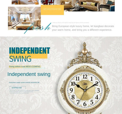 Retro European Style Wall Clock Watch Living Room Mute Pendulum Clock Elegant Taste Family Gift Art Decoration    Home Decor Supply | Online Retail | ShoreShopper.com