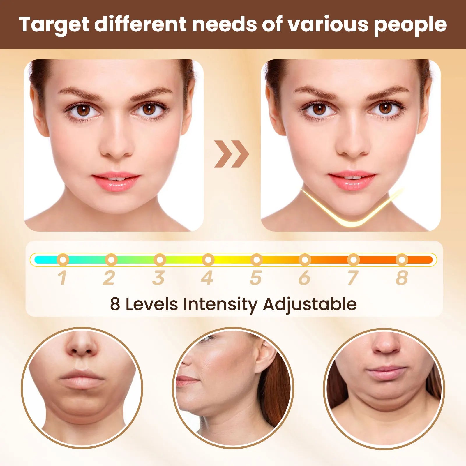 Electric V Face Lifting Beauty Device 6 Modes 8 Levels EMS Micro-current Firming Facial Massager Double Chin Removal Skin Care - ShoreCo.Shop