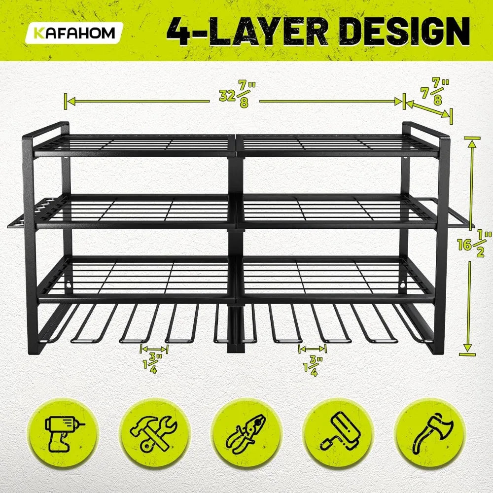 4 Layer Heavy Duty Metal Power Tool Storage Rack,Garage Tool Organizer and Storage with Screwdriver Holder Holder/Hammer Holder    Home Decor Supply | Online Retail | ShoreShopper.com