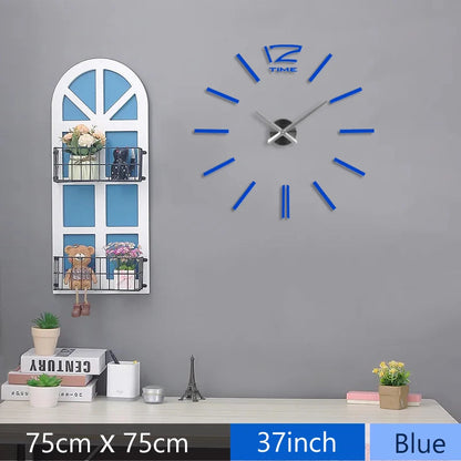 Fashion 3D Mediterranean style big size blue wall clock mirror sticker DIY brief living room decor meetting room wall clock    Home Decor Supply | Online Retail | ShoreShopper.com