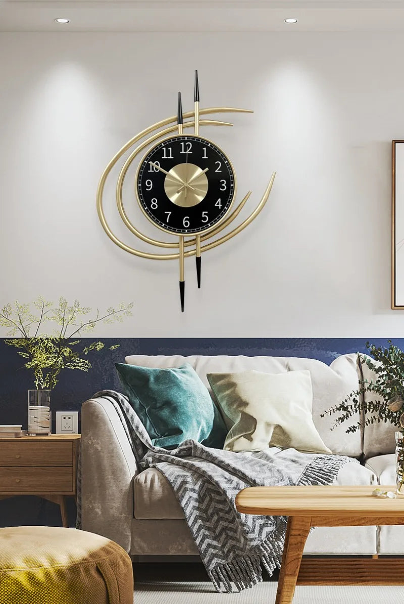 54cm Storm Eye Modern Wall Clock, Large Black Dial Metal Silent Analog Clock, Gold Luxury Decorative for Living Room Bedroom    Home Decor Supply | Online Retail | ShoreShopper.com